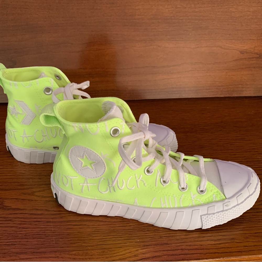 Converse Green and White Canvas High-Top Sneakers